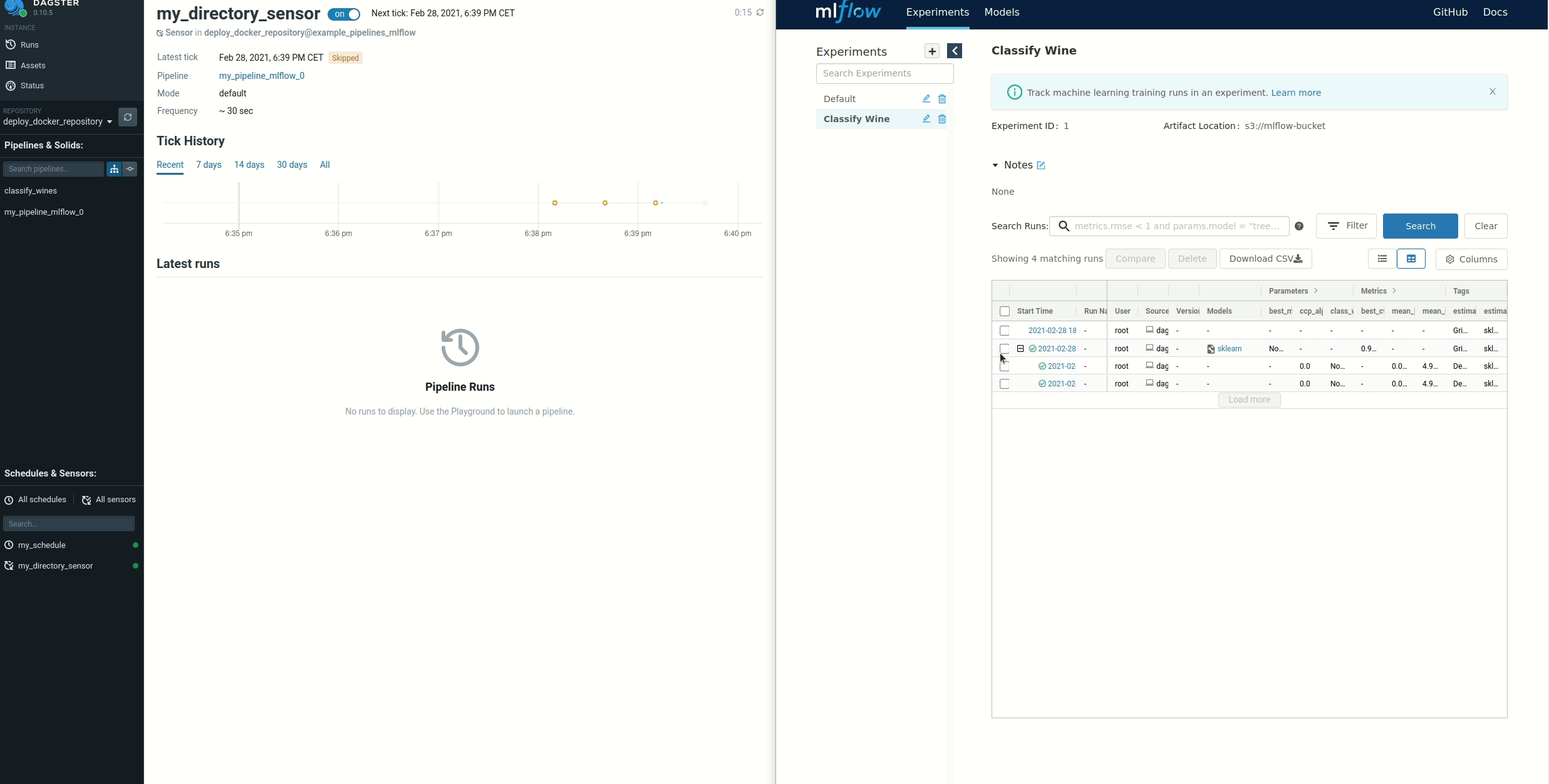 First Sensors with mlflow