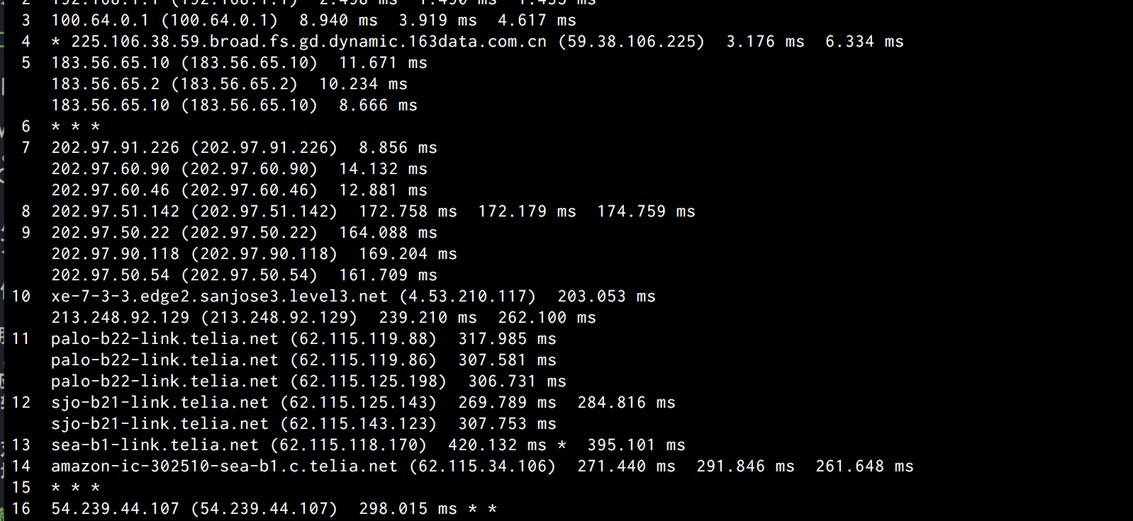 traceroute 结果