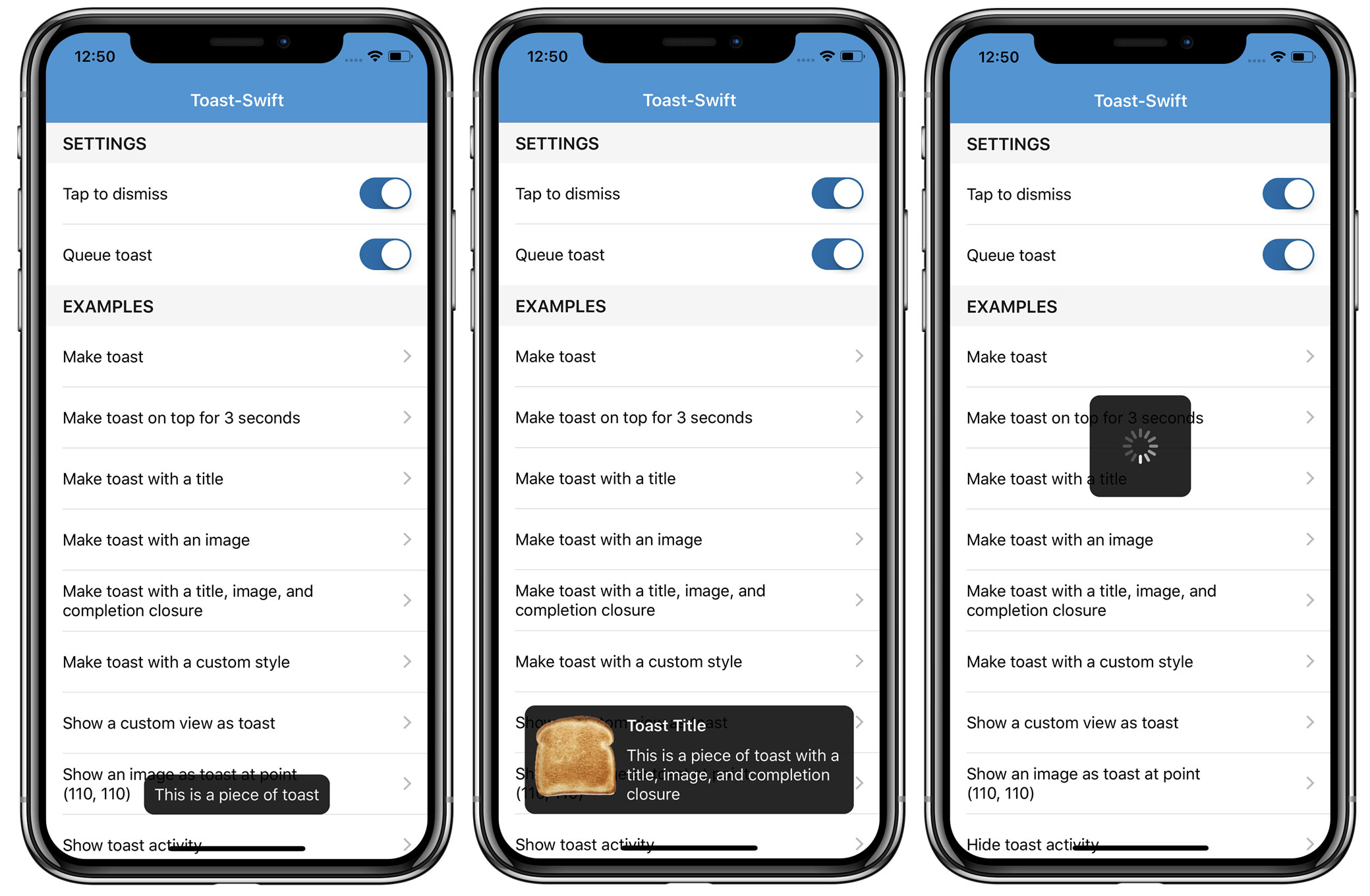 Toast-Swift Screenshots