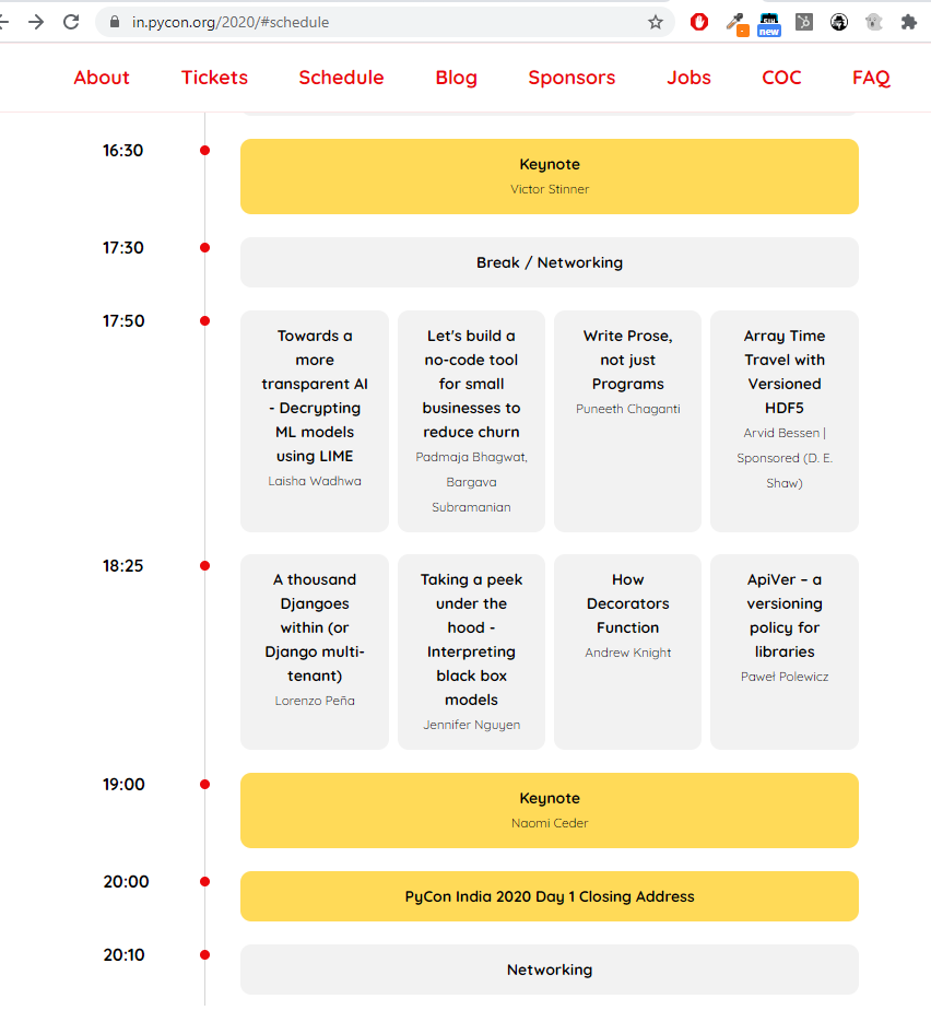 PyCon India schedule