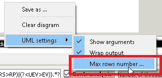 Screenshot of "Max rows number ..." context menu item