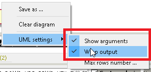 Screenshot of other UML parameters