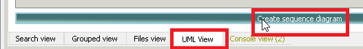 Screenshot of triggering creation of UML sequence diagram