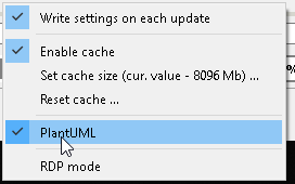 Screenshot of PlantUML context menu item