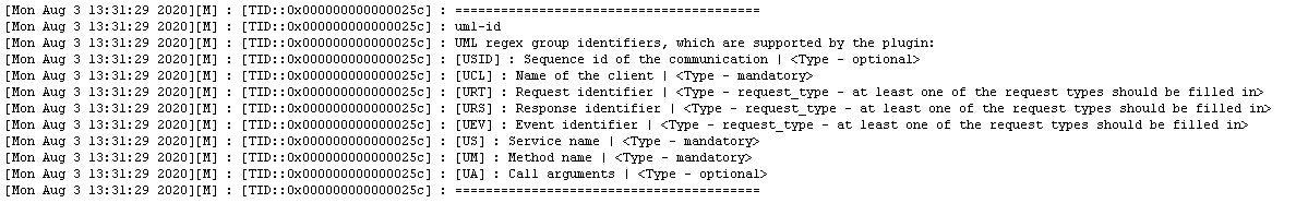 Screenshot of the result of UML-id debug console's command execution