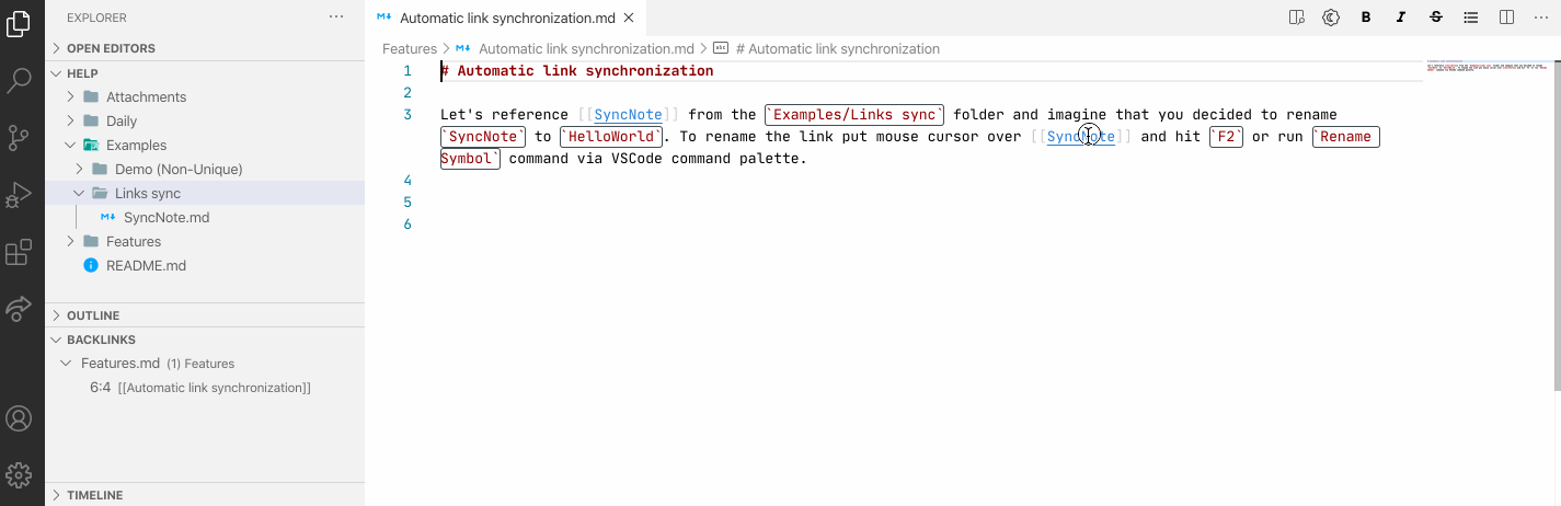 Links rename via command