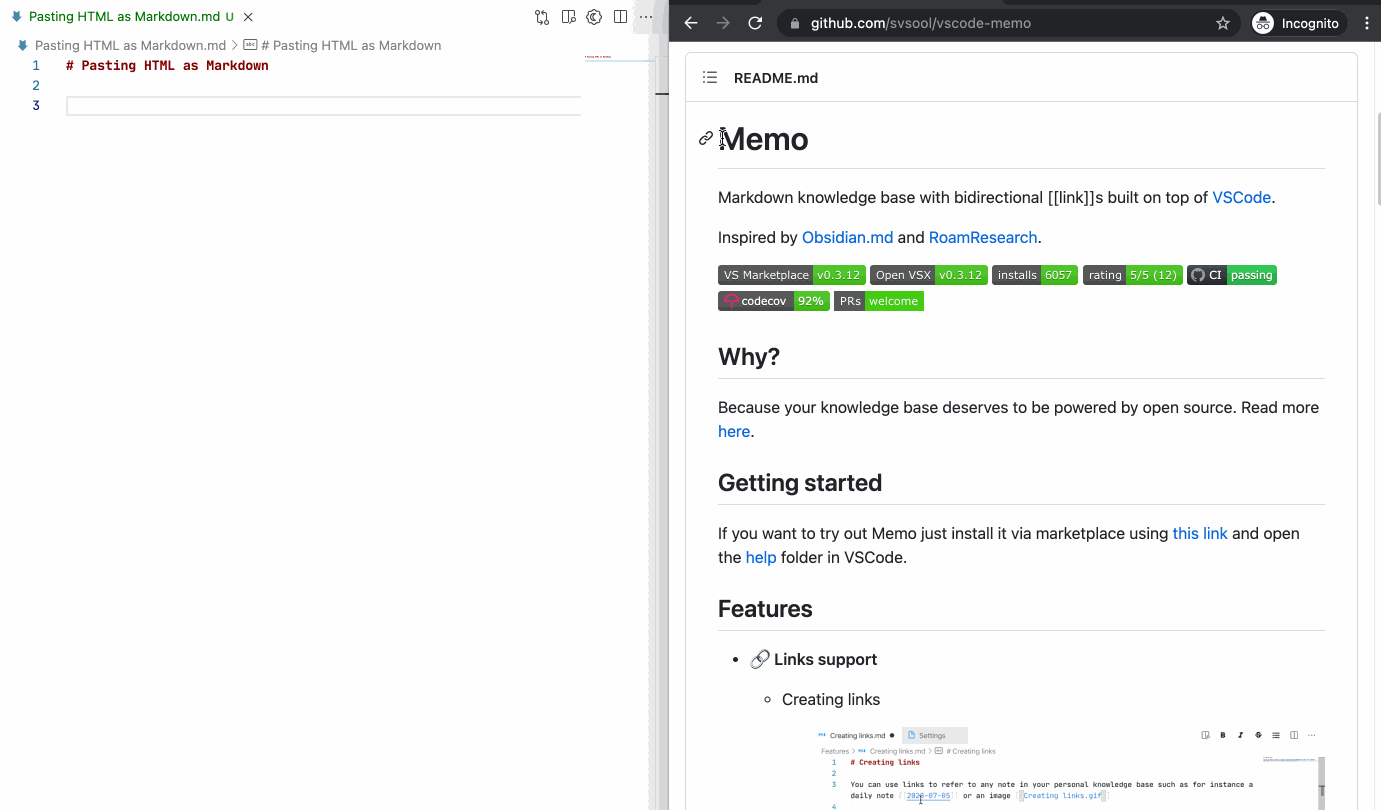 Paste HTML as Markdown