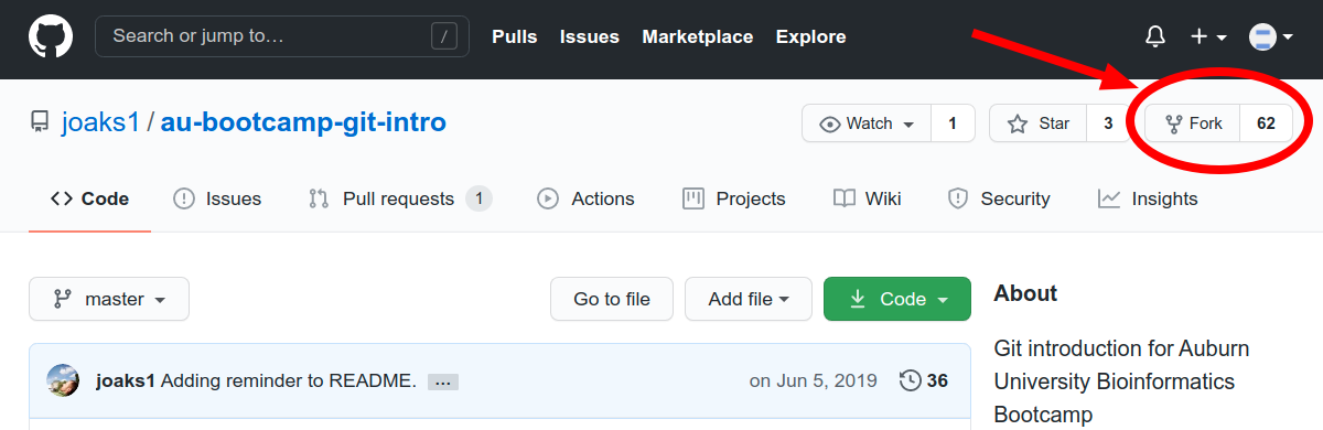 Github fork button