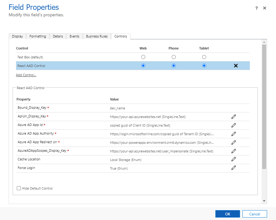 Configure Control Properties