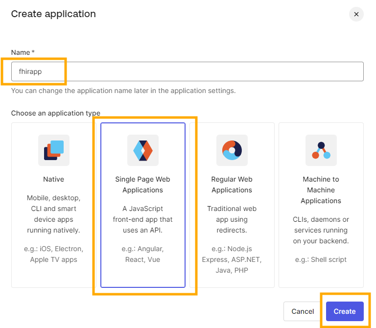 OAuth Create App - Name and Type