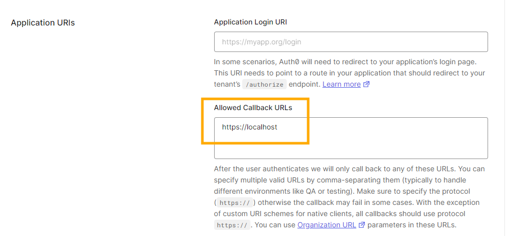 OAuth URLs - Callback