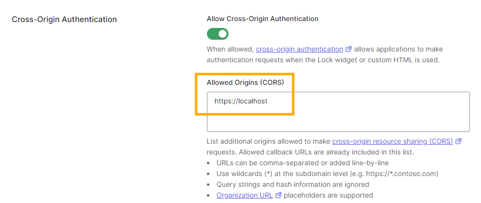 OAuth URLs - Allowed CORS