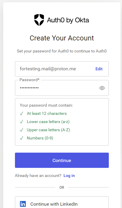 OAuth Signup - password