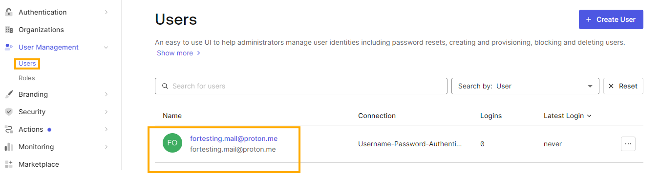 auth0 User Permissions - Menu