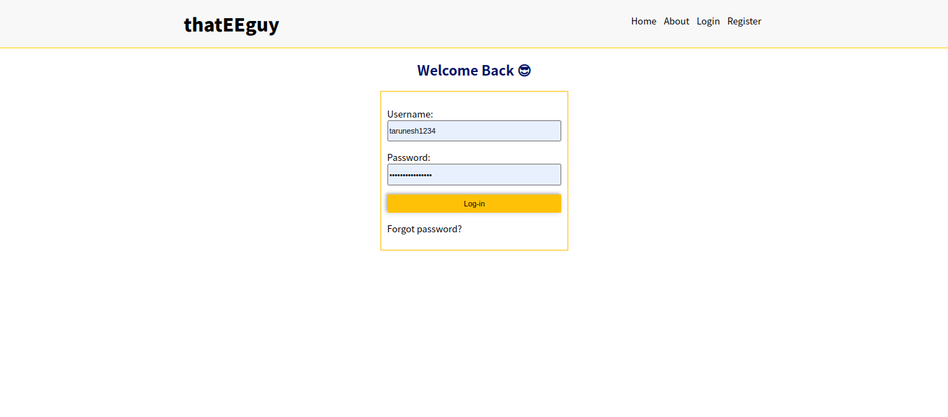 Login Page.