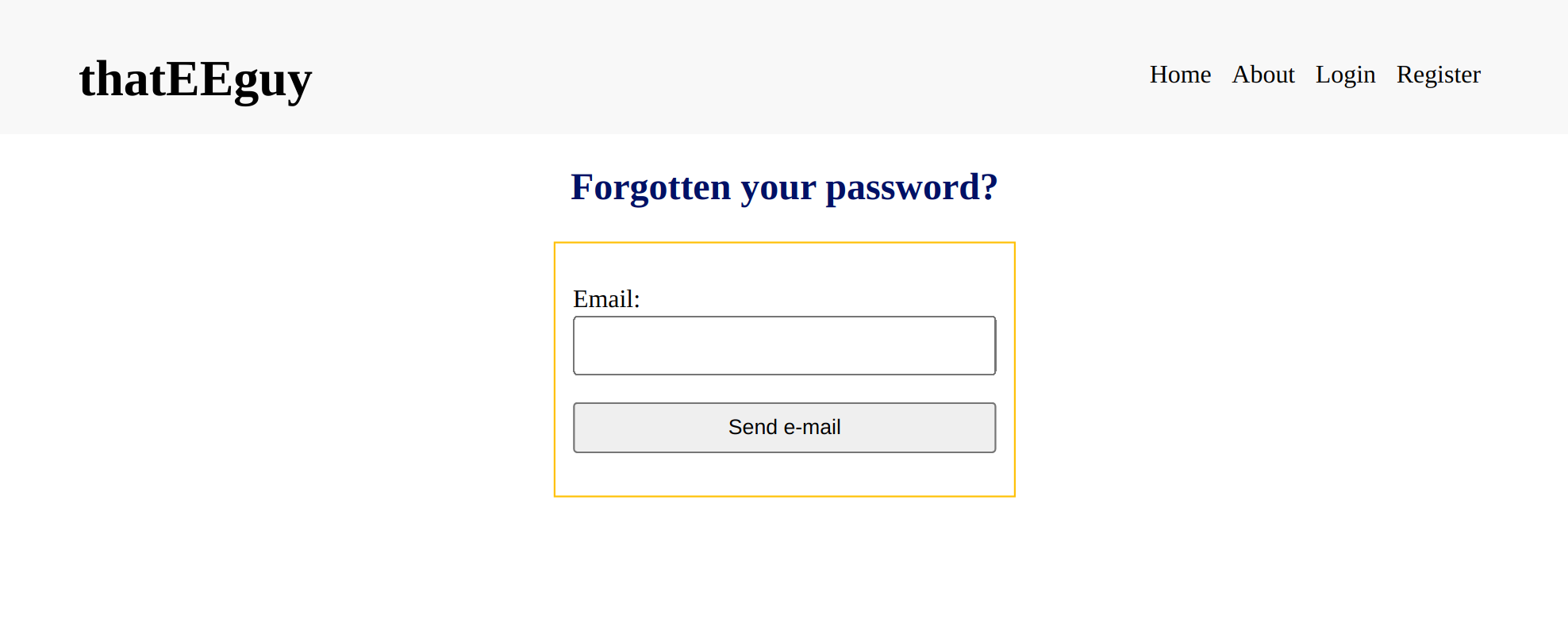 Password Reset Page.