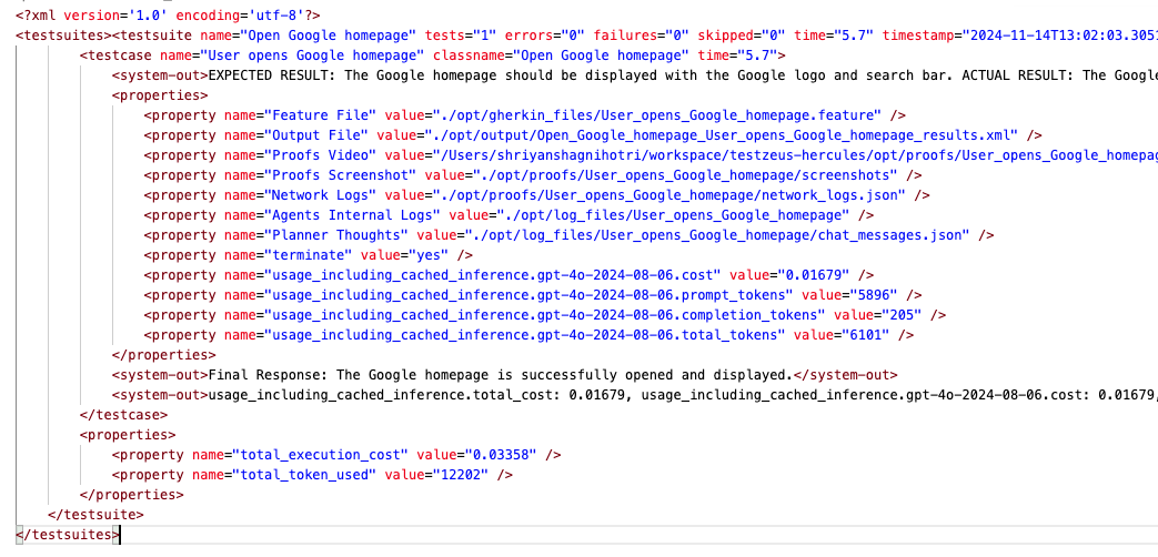 Sample XML Result