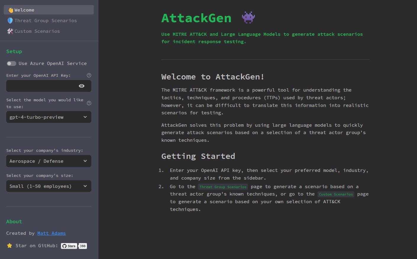 AttackGen Screenshot