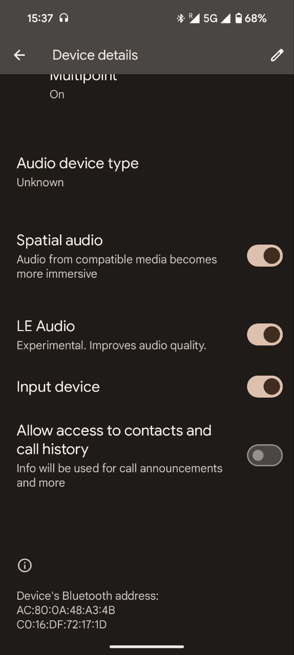 LE Audio option Bluetooth Settings