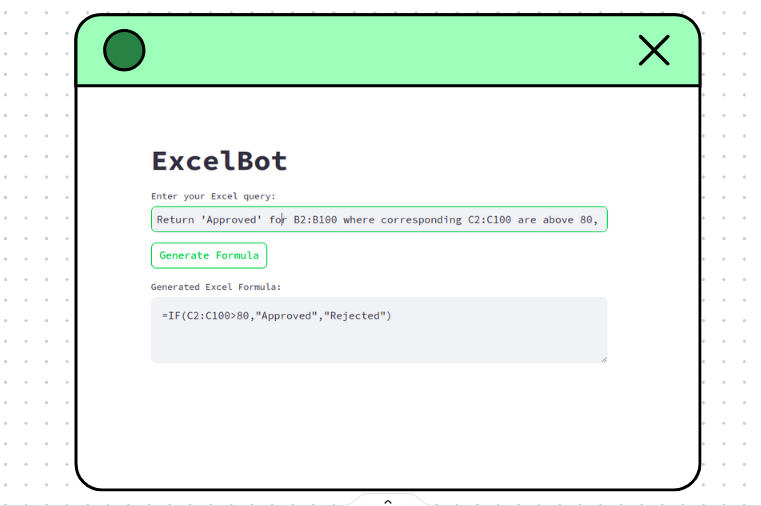 Screenshot of ExcelBot