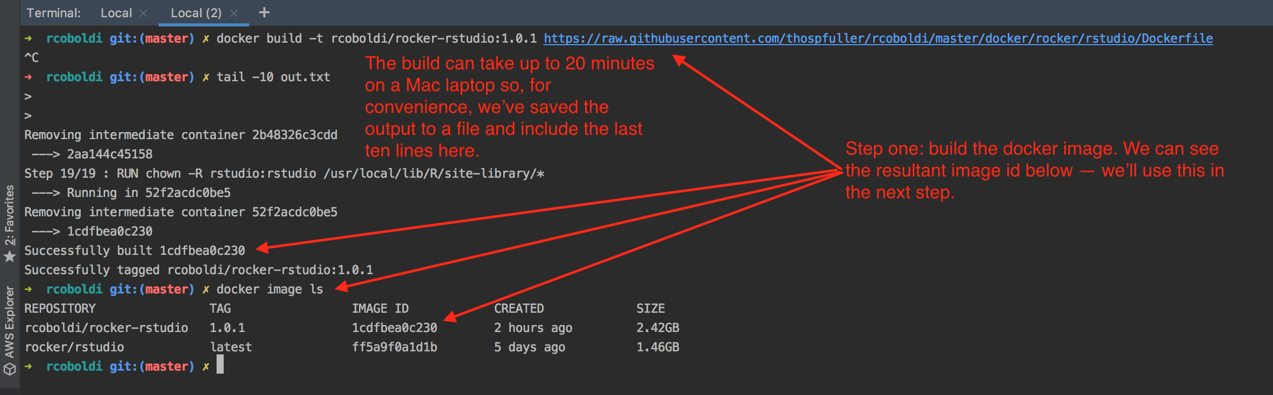 Build the Docker image from the R COBOL Data Integration package Dockerfile."