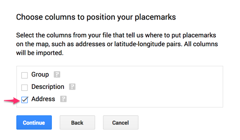 Image: Choose columns to position placemarks 