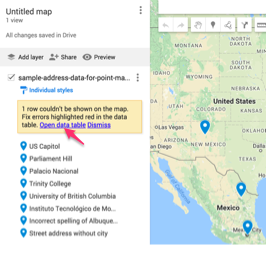 Image: Open Data Table to inspect geocoding errors