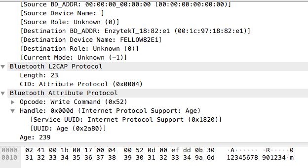 BLE Wireshark init command