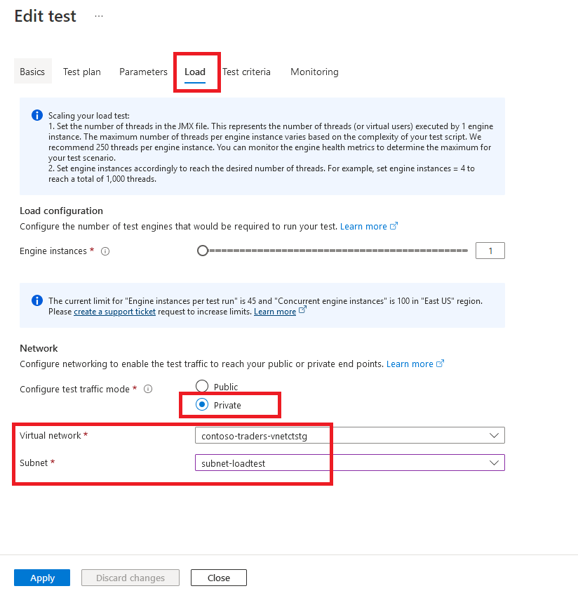 Load Test Private Endpoint