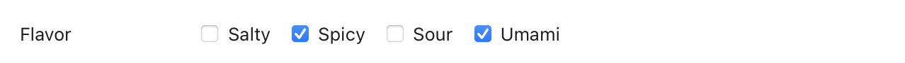 A multi-choice Checkbox input of flavors