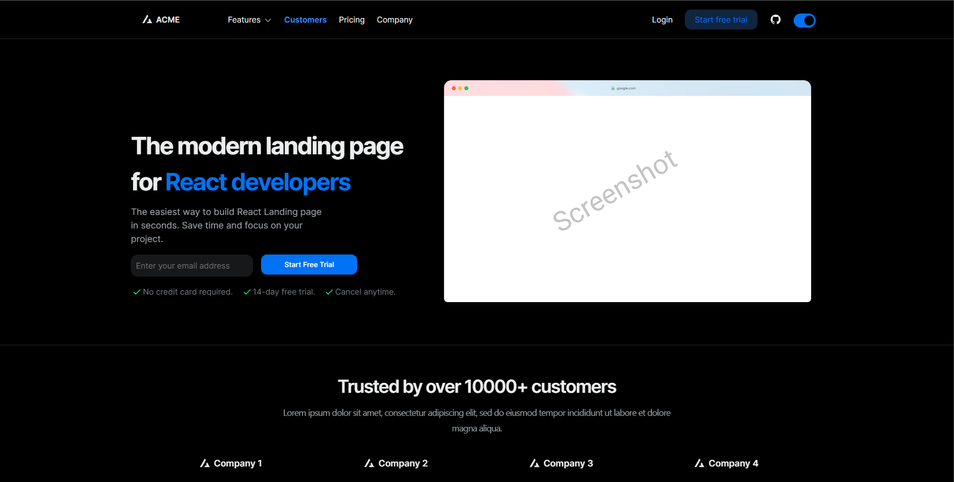 Landing Page Dark Mode