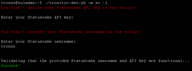 StatusCake User Data Prompt