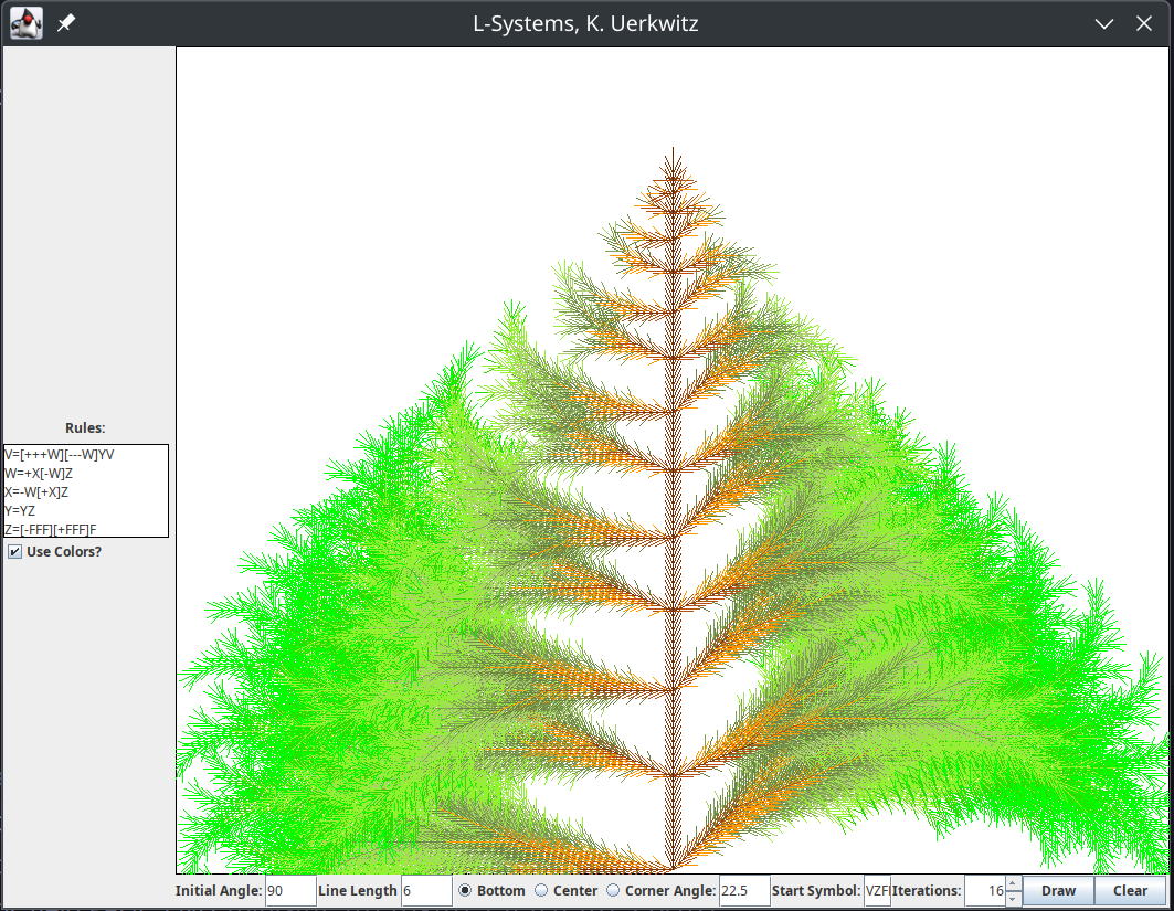 Screenshot of the Java Swing GUI with a Lindenmeyer System drawing