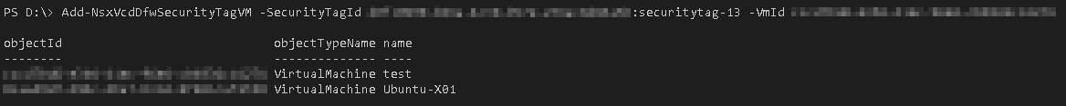 Add-NsxVcdDfwSecurityTagVM