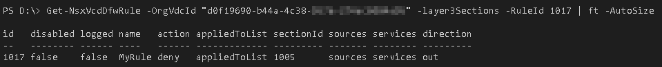 Get-NsxVcdDfwRule