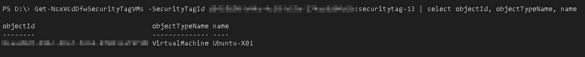 Get-NsxVcdDfwSecurityTagVMs