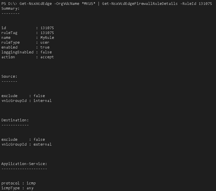 Get-NsxVcdEdgeFirewallRuleDetails