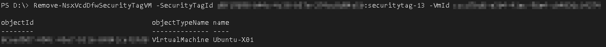 Remove-NsxVcdDfwSecurityTagVM