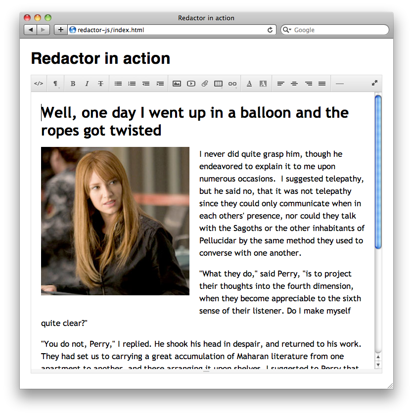 Redactor in action