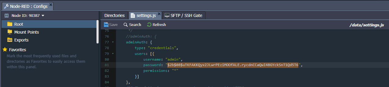 nodered-settings