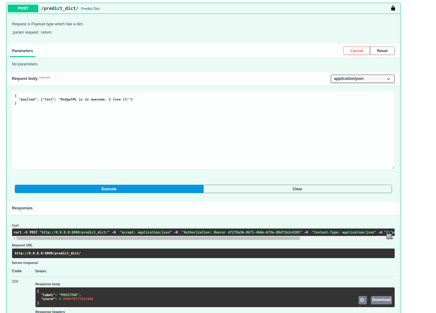 Simple Prediction Interface of BudgetML