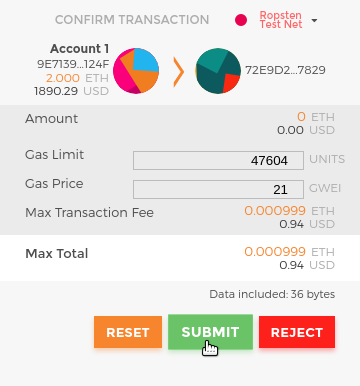 MetaMask transaction to call the withdraw function