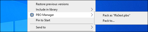 Pack folder as PBO context menu