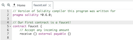 Copy the Faucet example code into the new tab