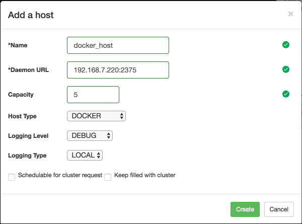 dashboard add host