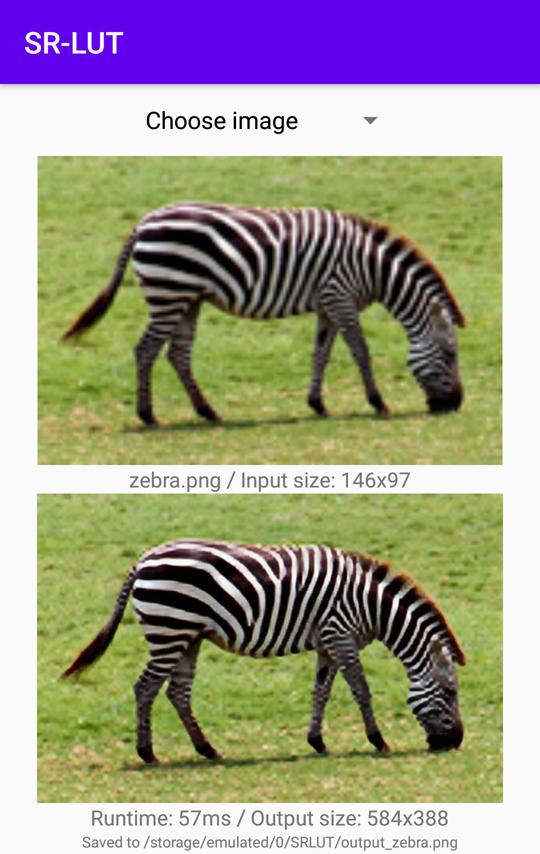 SR-LUT Android app demo