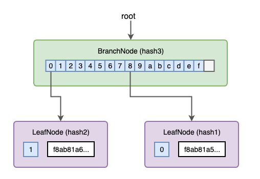 adding the second transaction to the trie