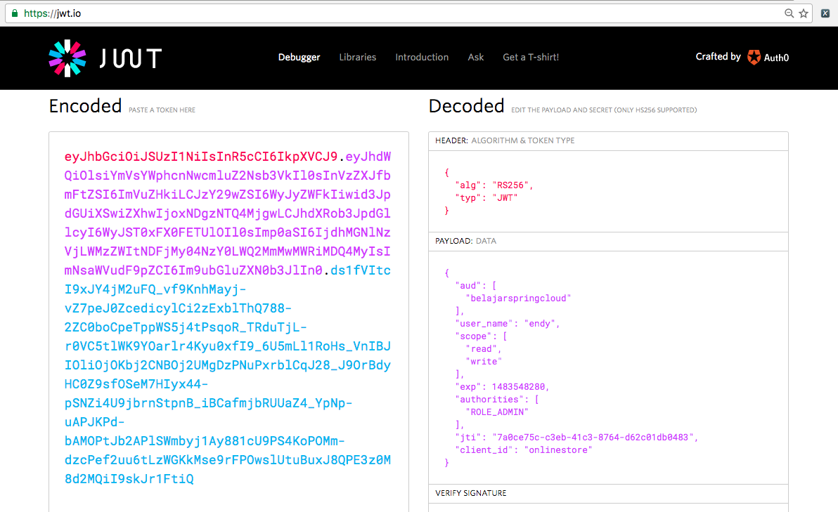 Decoding JWT Token