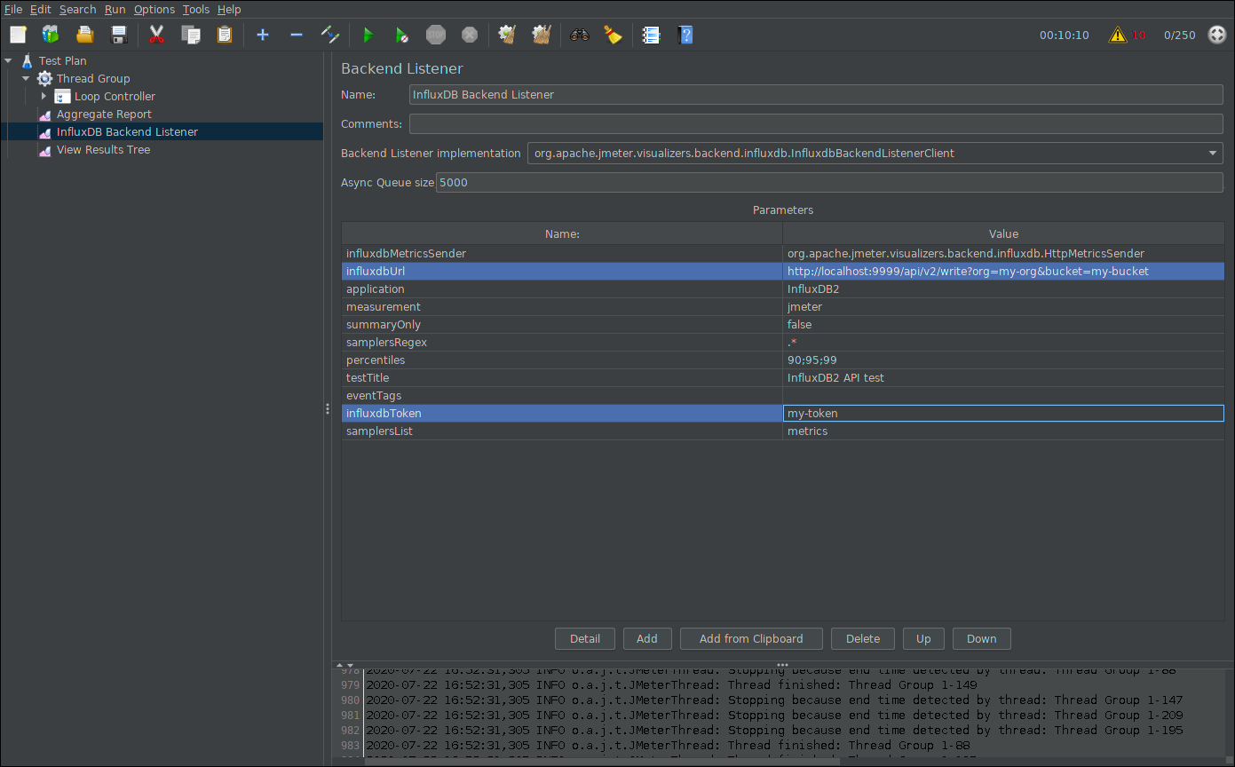 Example Apache JMeter configuration screenshot