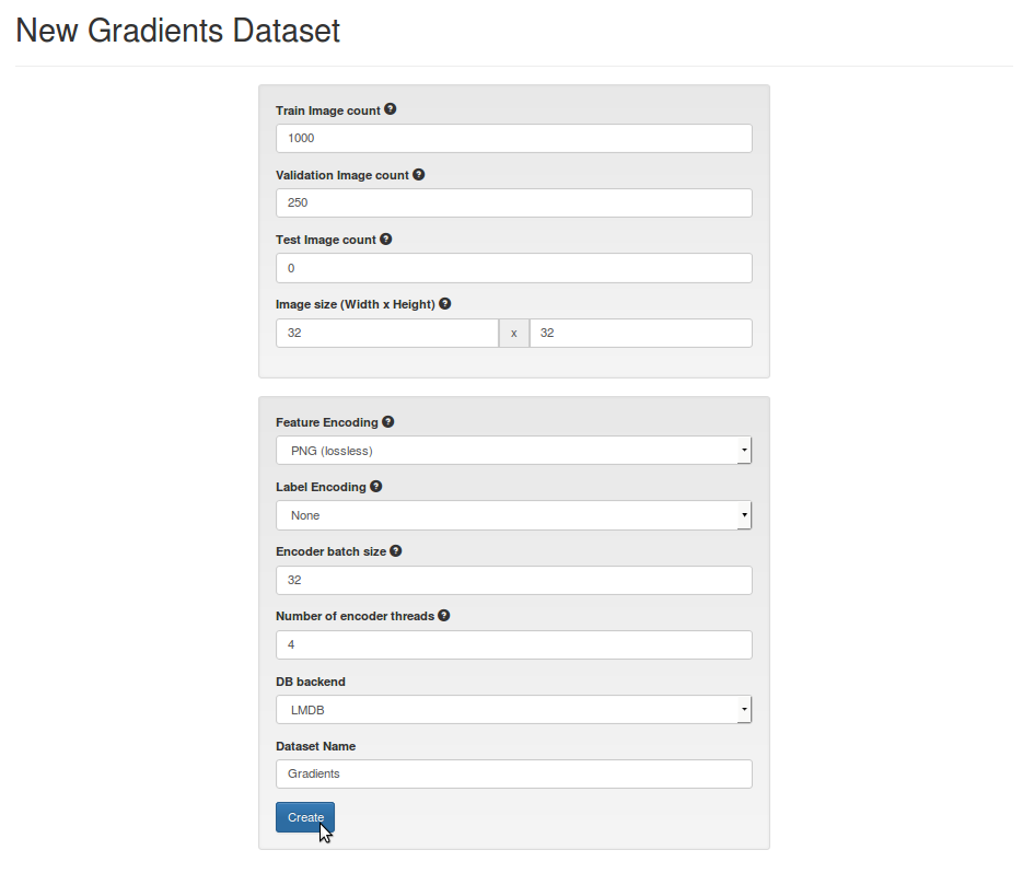 create dataset using extension